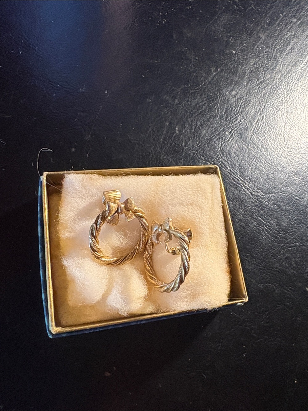 Avon Gold-Tone Twisted Hoop Earrings with Bow Detail